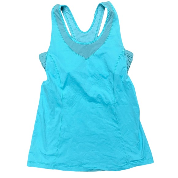 lululemon athletica Tops - Lululemon Size 6 Tone it Tank Top Angel Blue Racer Back Ruched W1E87S Women's